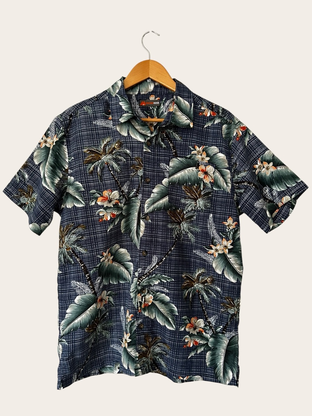 Mountain Ridge Tropical Floral Hawaiian Short Sleeve Button-Down Shirt